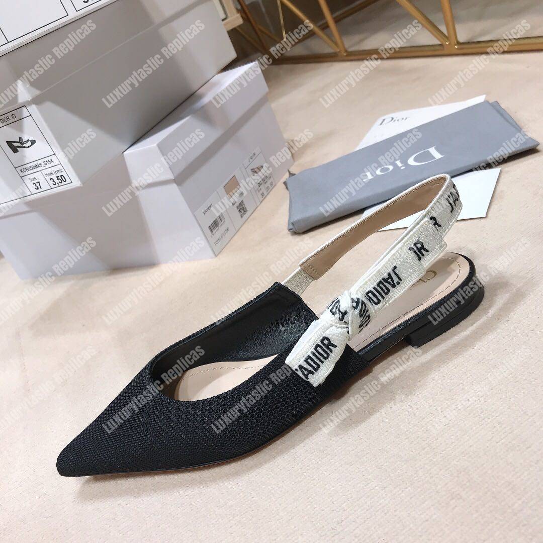 D*or j’aD*or ballerina in black technical canvas