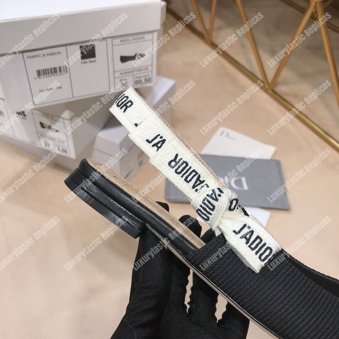 D*or j’aD*or ballerina in black technical canvas