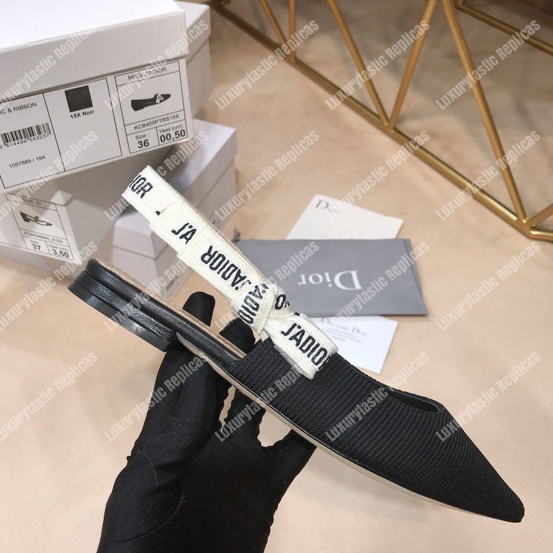 D*or j’aD*or ballerina in black technical canvas