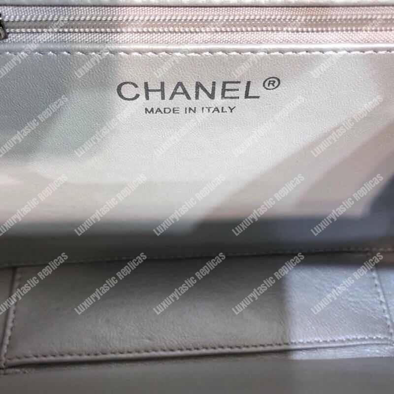 Ch*el filigree vanity case quilted medium grey