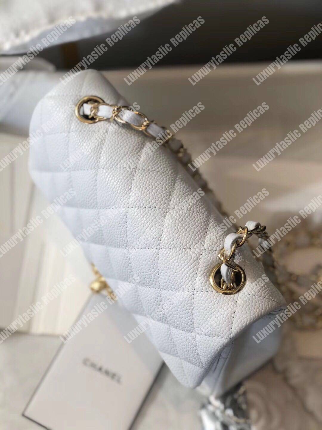 Ch*el mini classic rectangle flap bag white