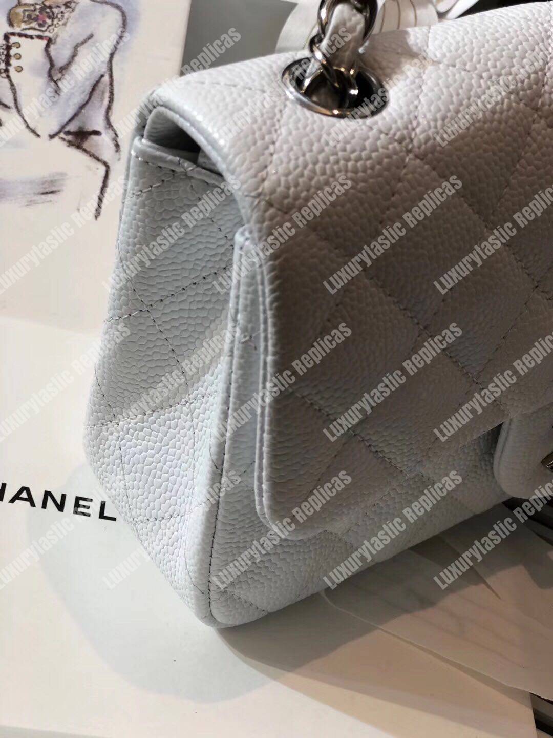 Ch*el mini classic rectangle flap bag white