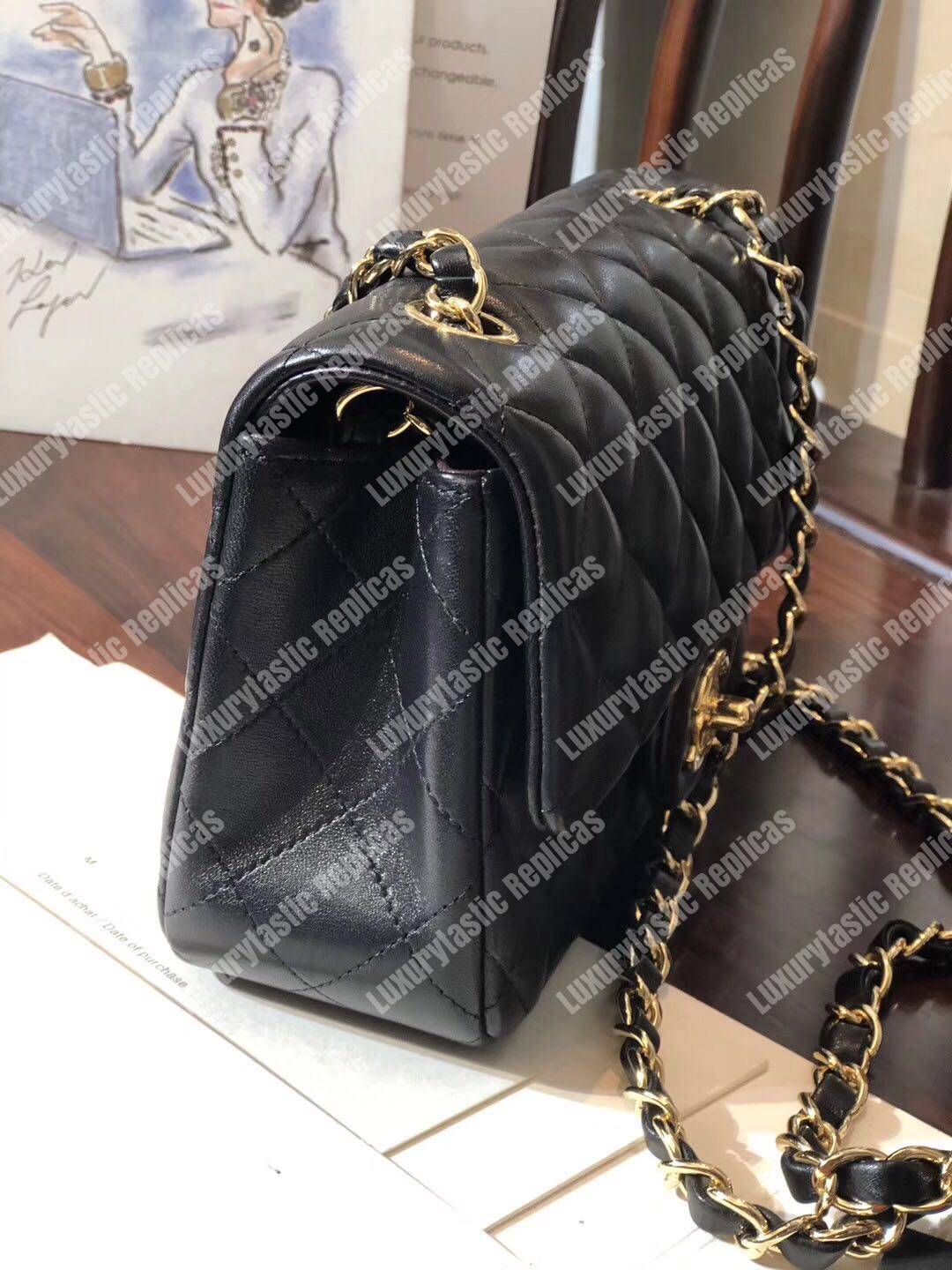 Ch*el mini classic rectangle flap bag black