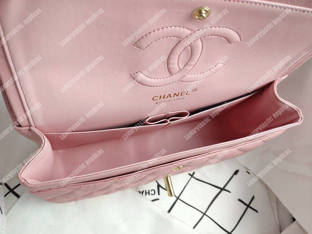 Ch*el medium classic flap bag iridescent pink