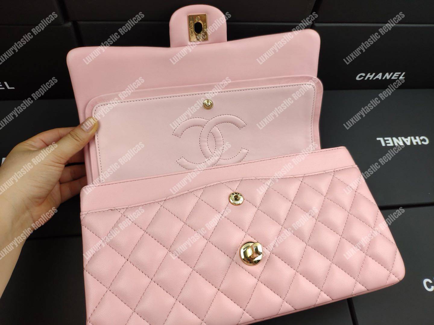 Ch*el classic medium flap bag pink