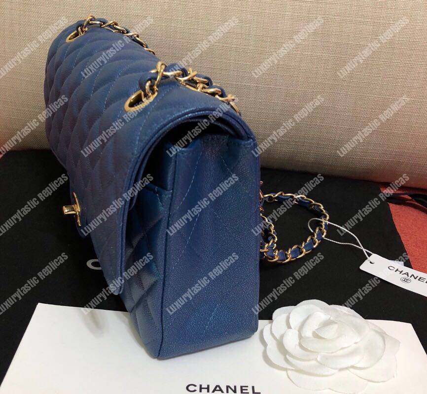 Ch*el medium classic flap bag iridescent blue