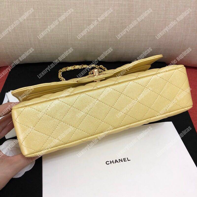 Ch*el medium classic flap bag iridescent yellow