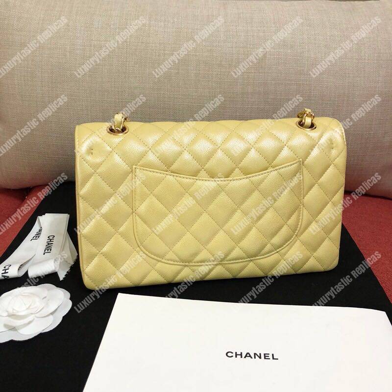Ch*el medium classic flap bag iridescent yellow