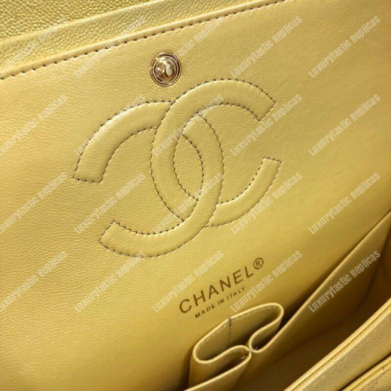 Ch*el medium classic flap bag iridescent yellow