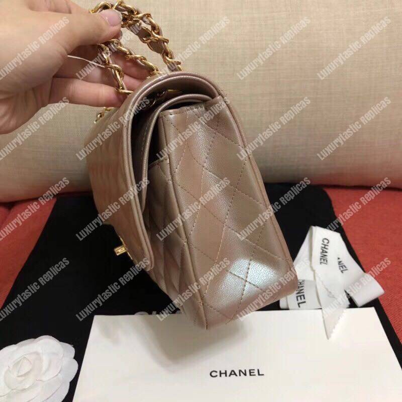 Ch*el medium classic flap bag iridescent rose gold