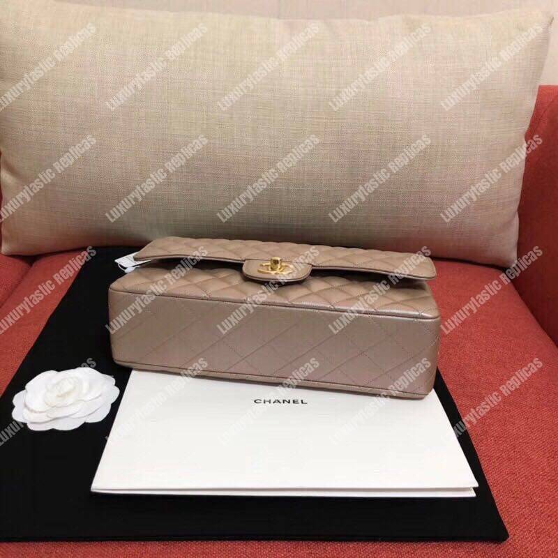 Ch*el medium classic flap bag iridescent rose gold