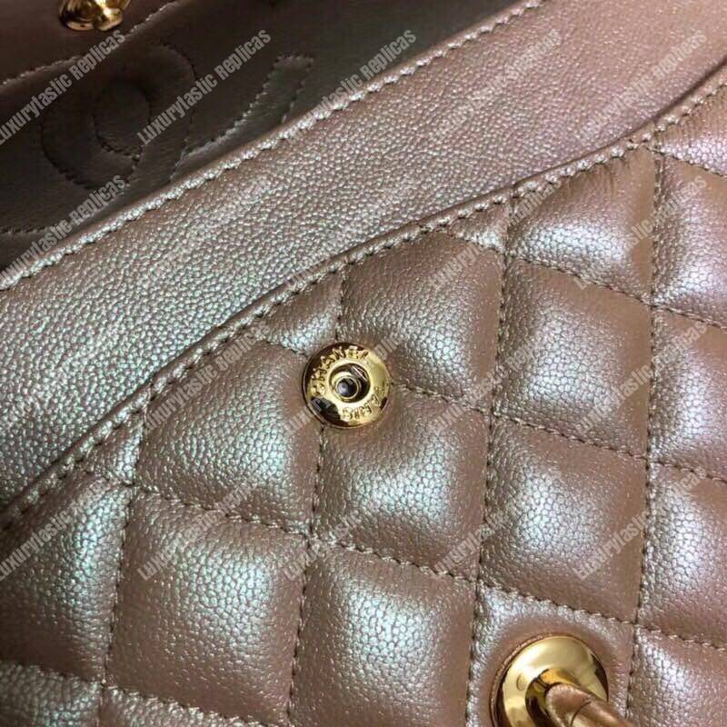 Ch*el medium classic flap bag iridescent rose gold