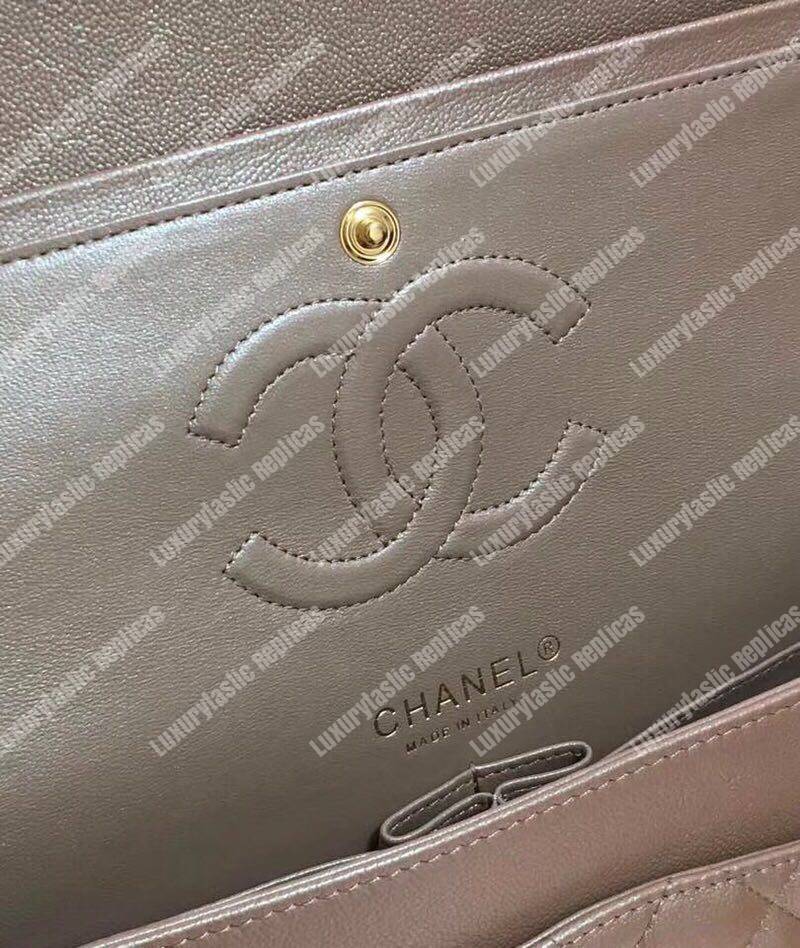 Ch*el medium classic flap bag iridescent rose gold