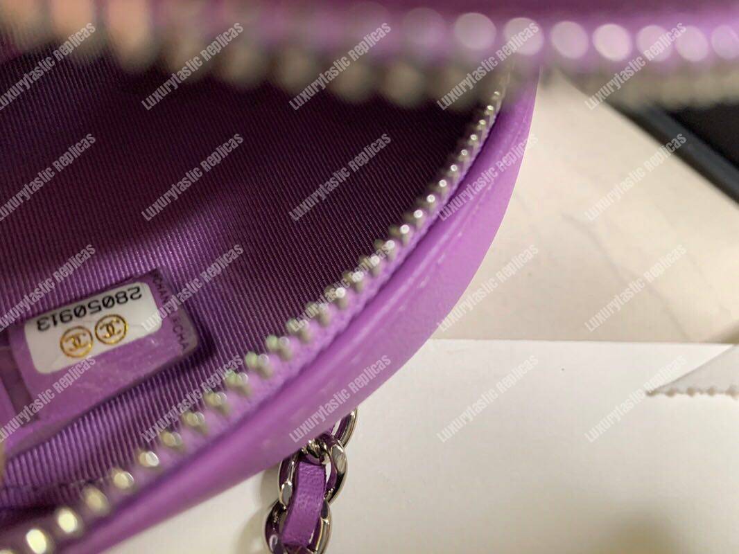 Ch*el classic clutch with chain purple