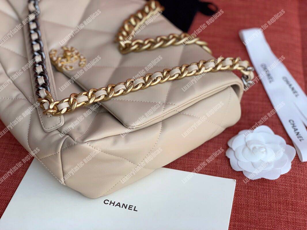 Ch*el 19 maxi flap bag beige