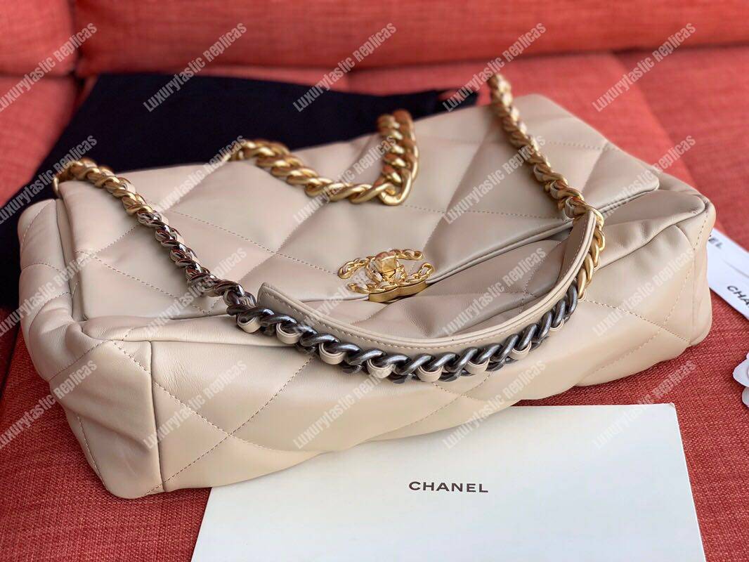 Ch*el 19 maxi flap bag beige