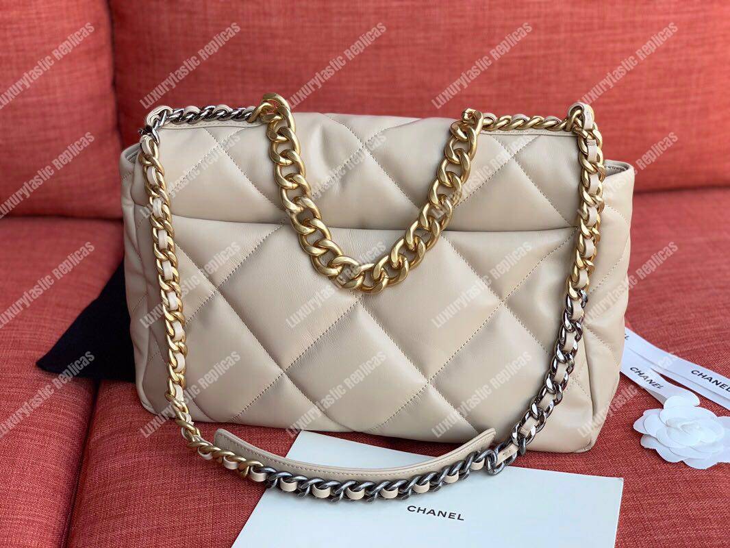 Ch*el 19 maxi flap bag beige