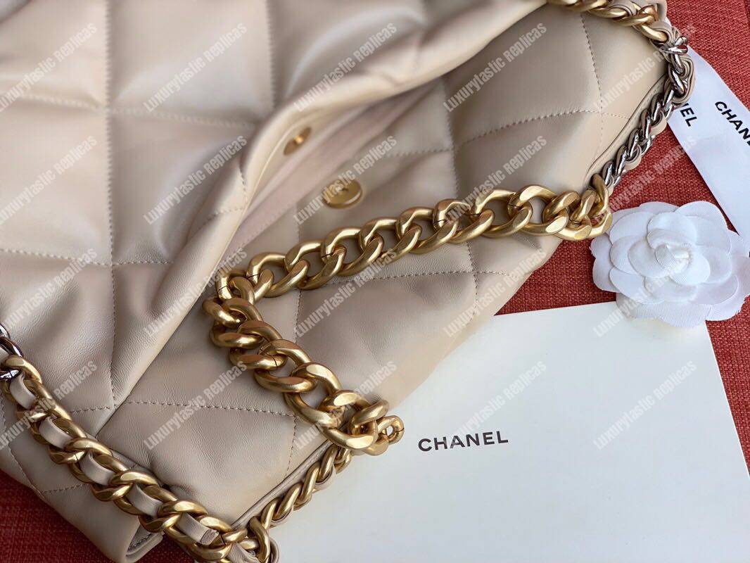 Ch*el 19 maxi flap bag beige