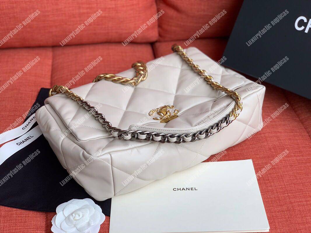 Ch*el 19 maxi flap bag light beige