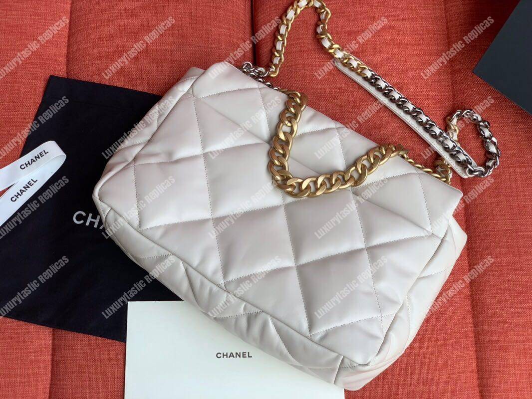 Ch*el 19 maxi flap bag light beige