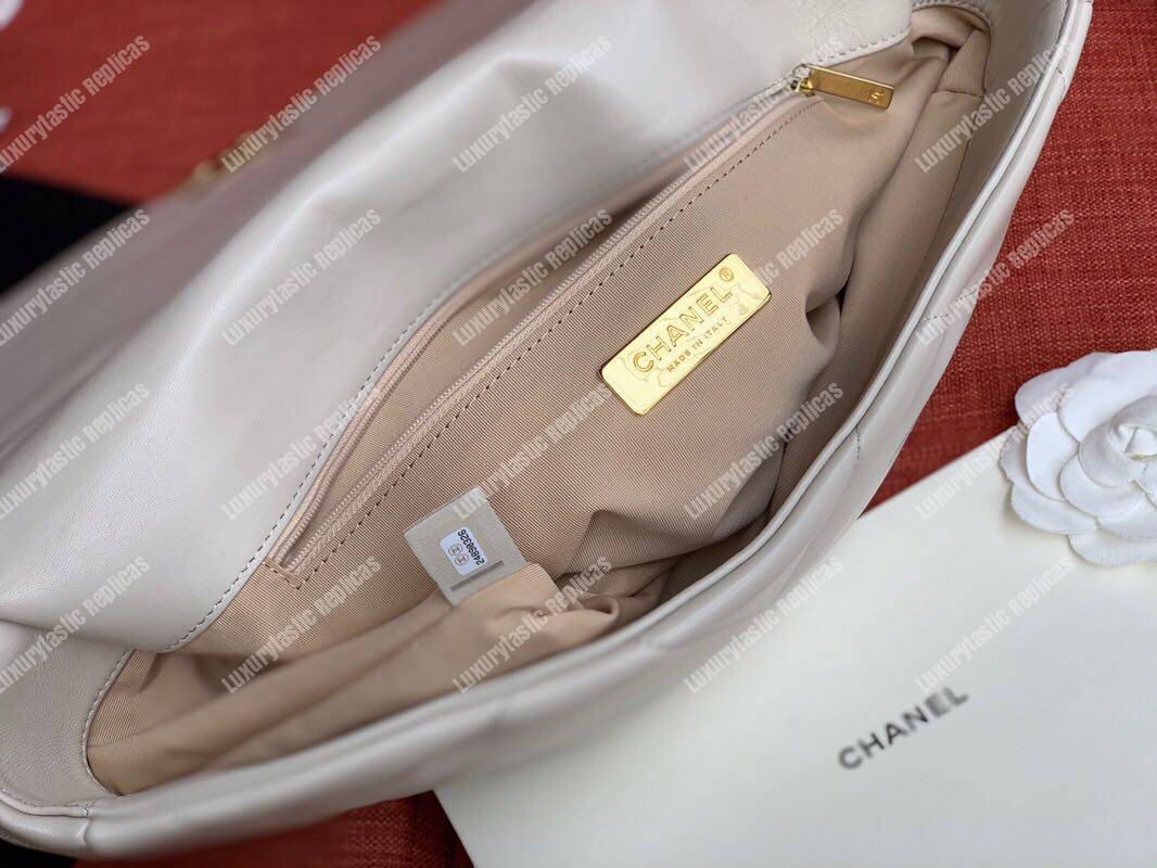 Ch*el 19 maxi flap bag light beige
