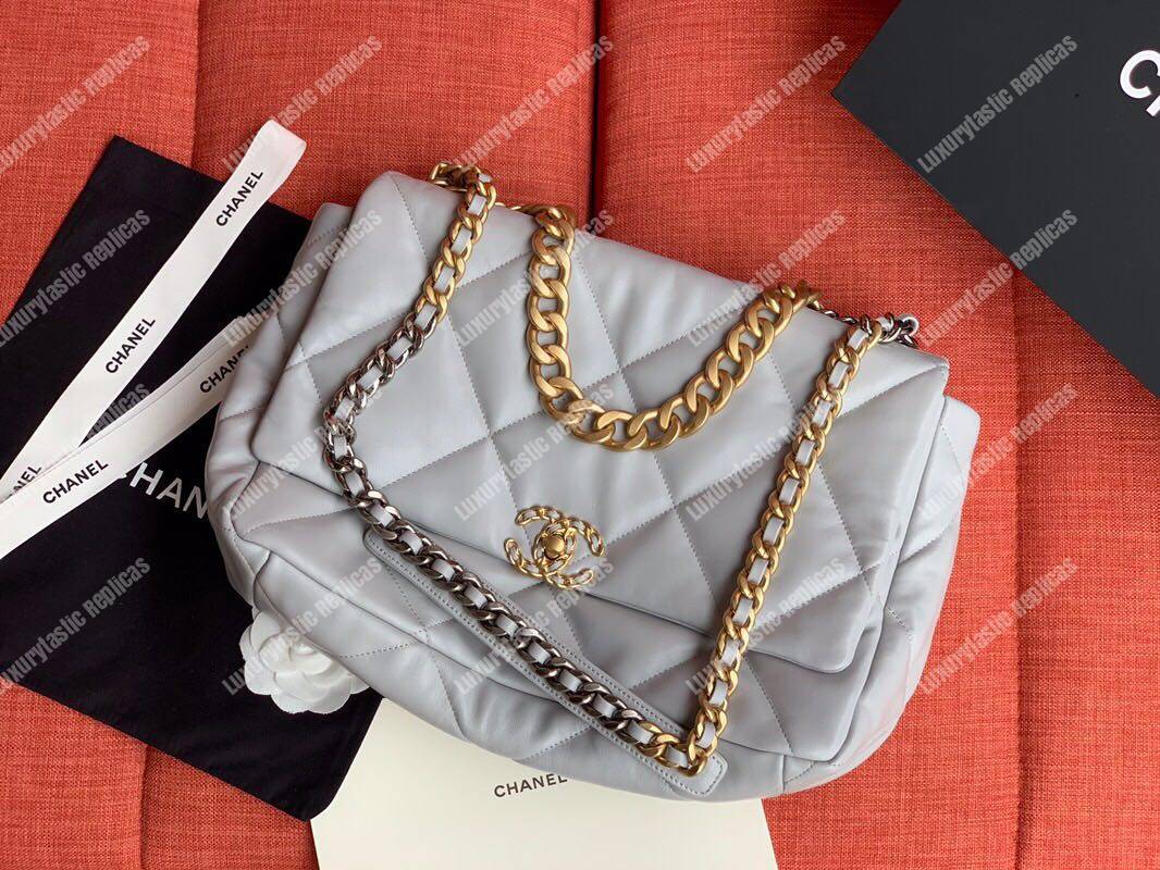 Ch*el 19 maxi flap bag grey
