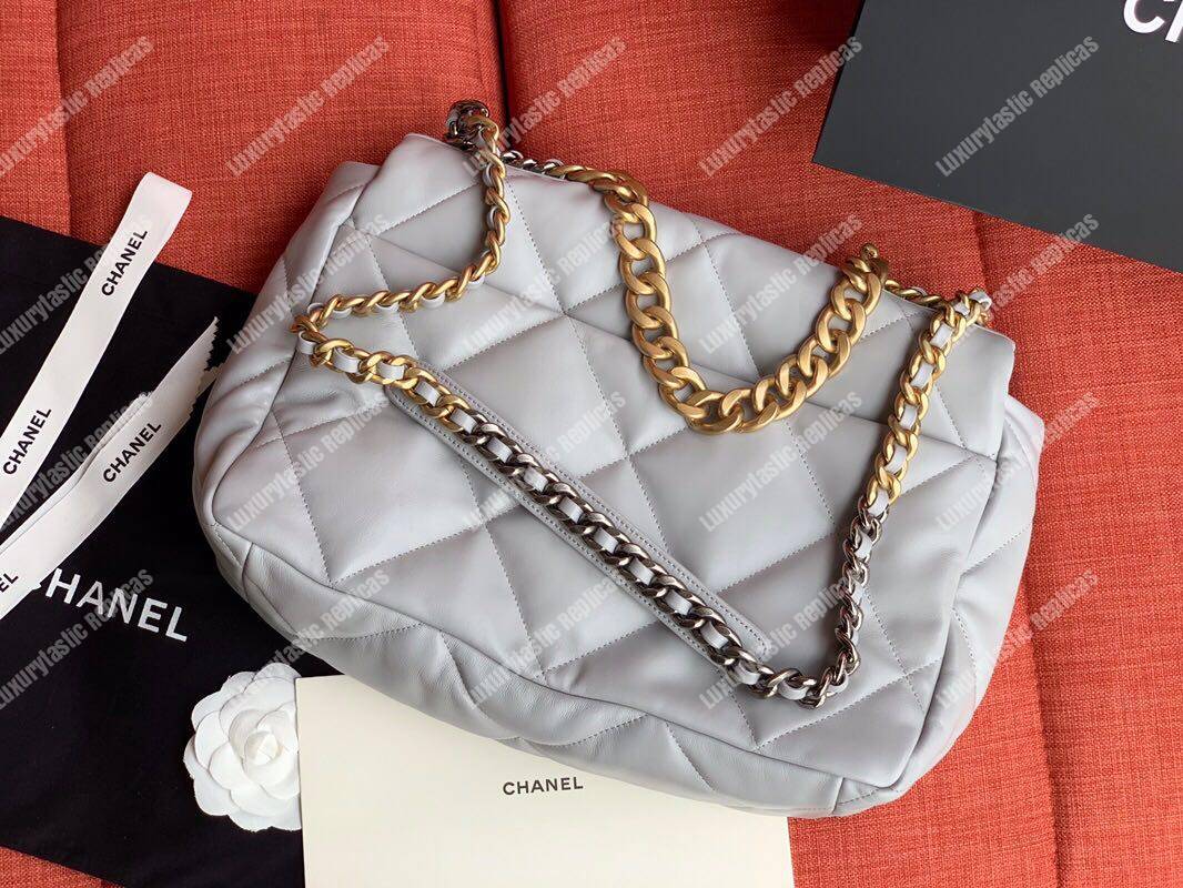 Ch*el 19 maxi flap bag grey