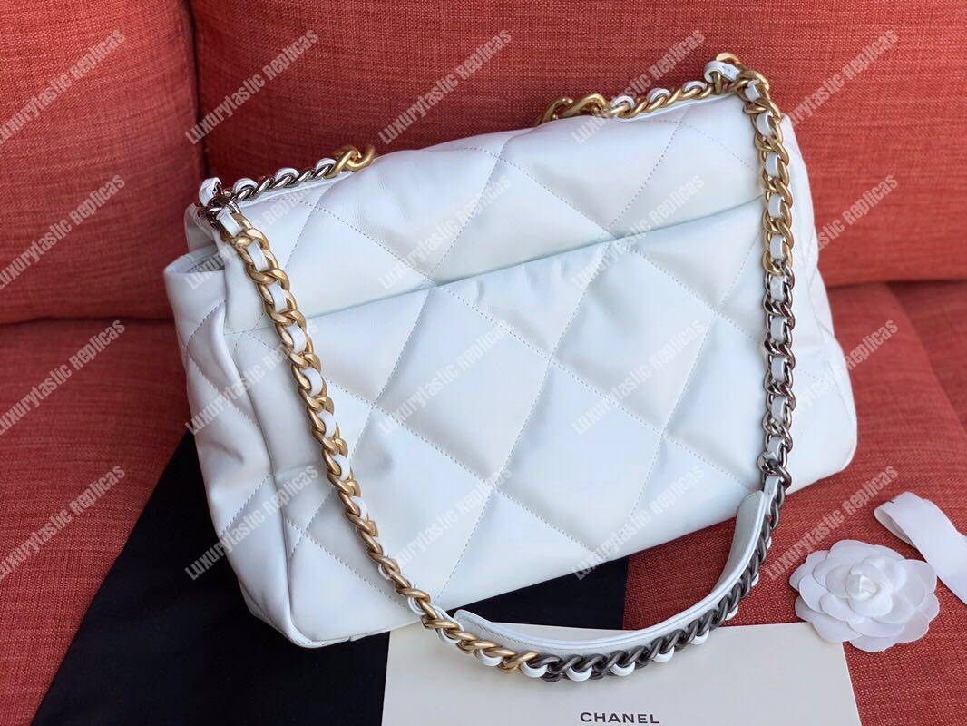 Ch*el 19 maxi flap bag white
