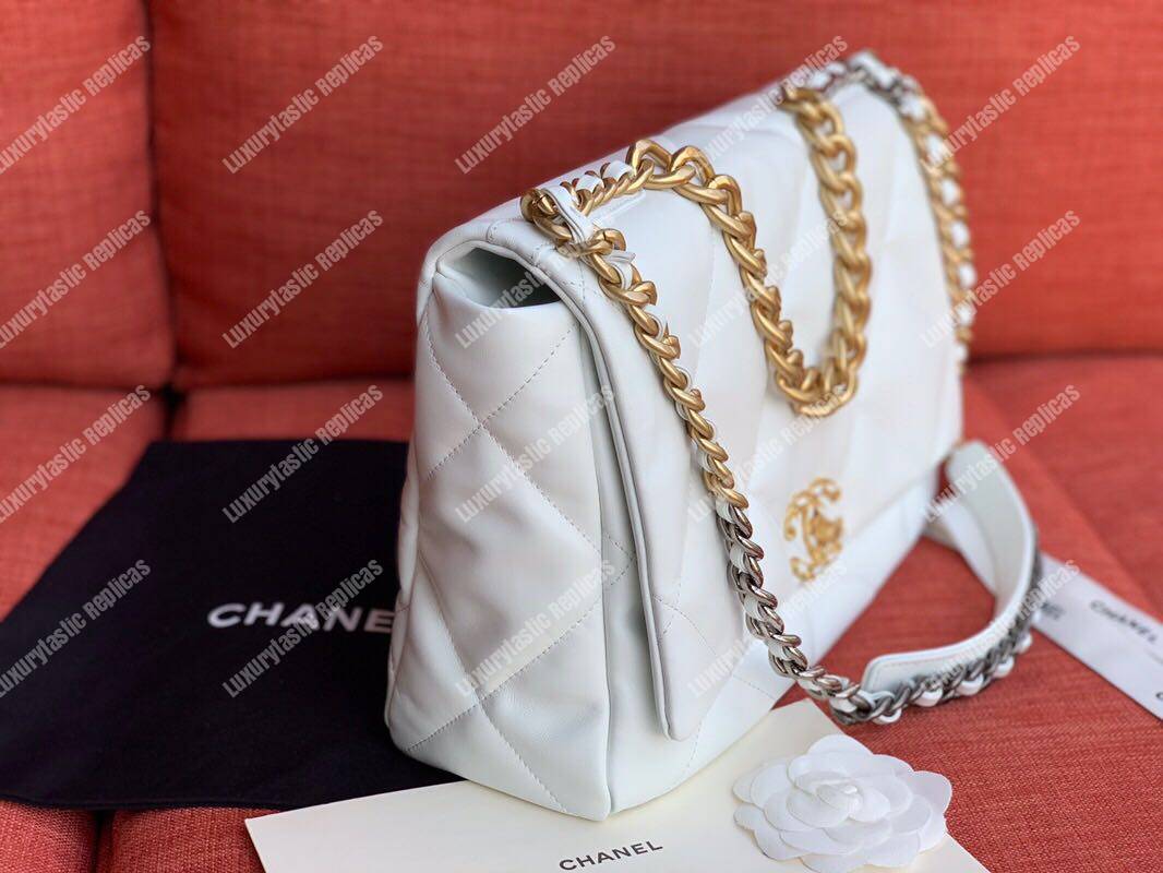 Ch*el 19 maxi flap bag white