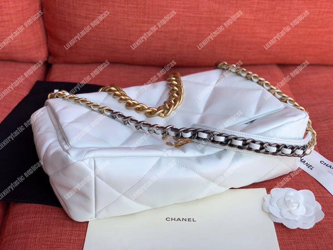 Ch*el 19 maxi flap bag white