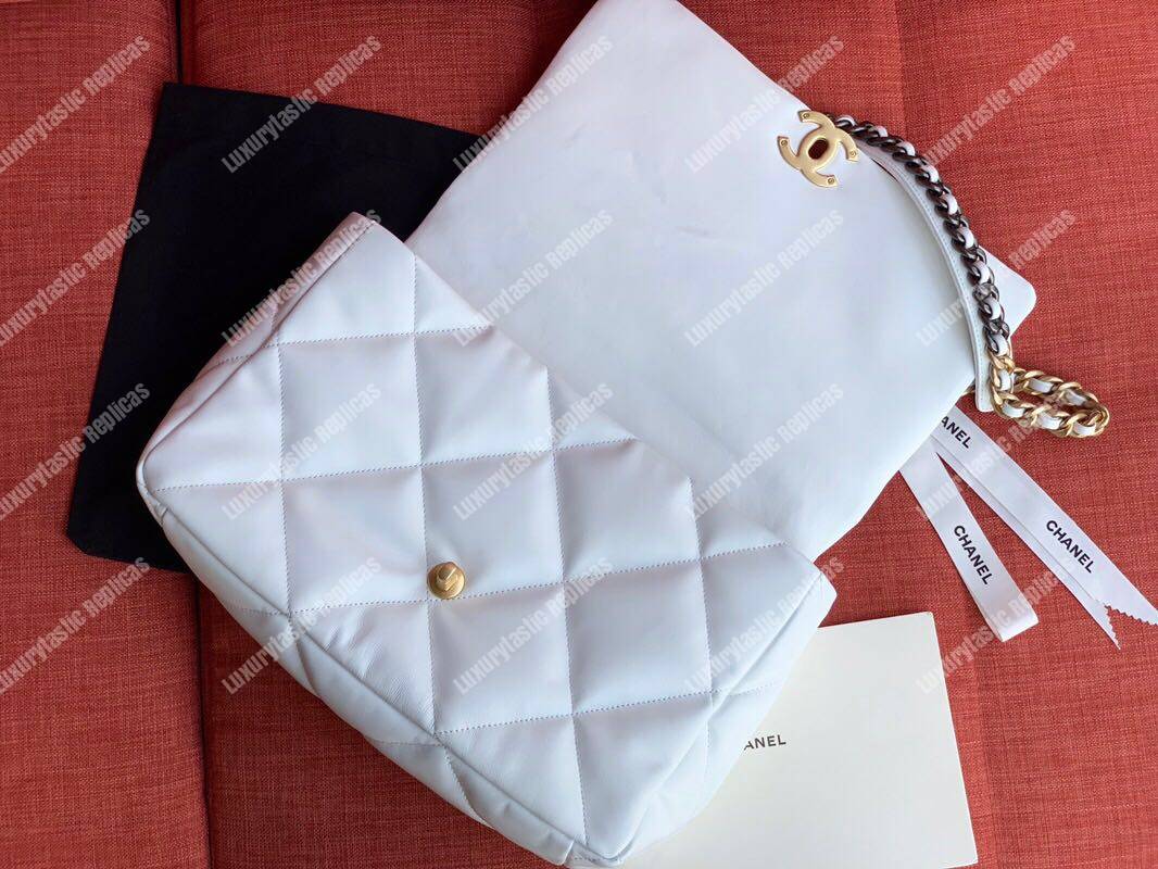 Ch*el 19 maxi flap bag white