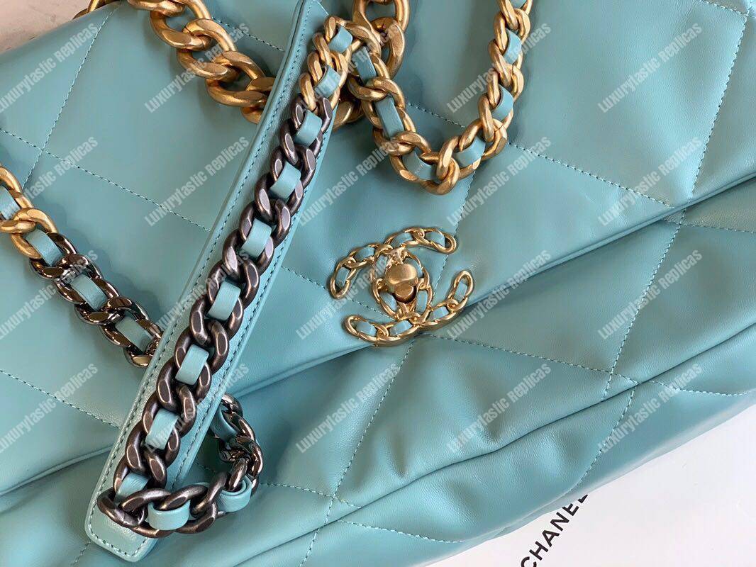 Ch*el 19 maxi flap bag sky blue