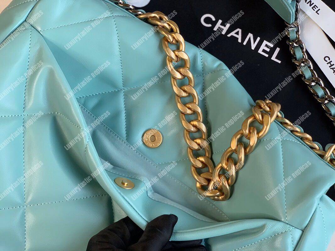 Ch*el 19 maxi flap bag sky blue