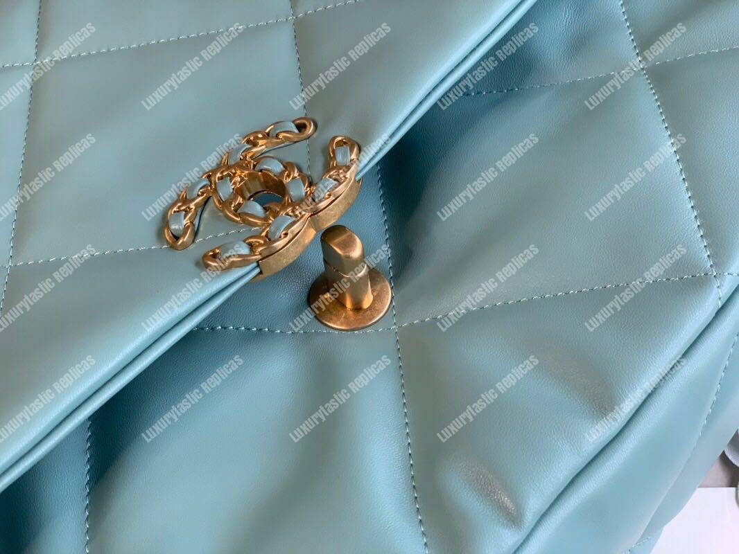 Ch*el 19 maxi flap bag sky blue