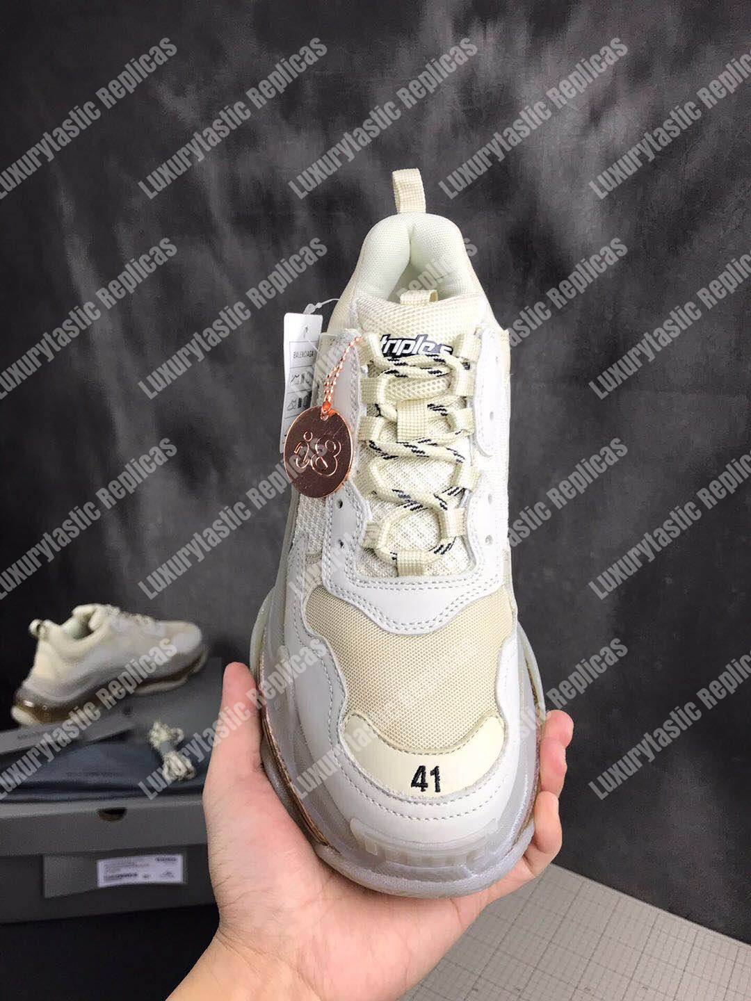 Ba*len*cia*ga triple s clear sole sneaker crystal