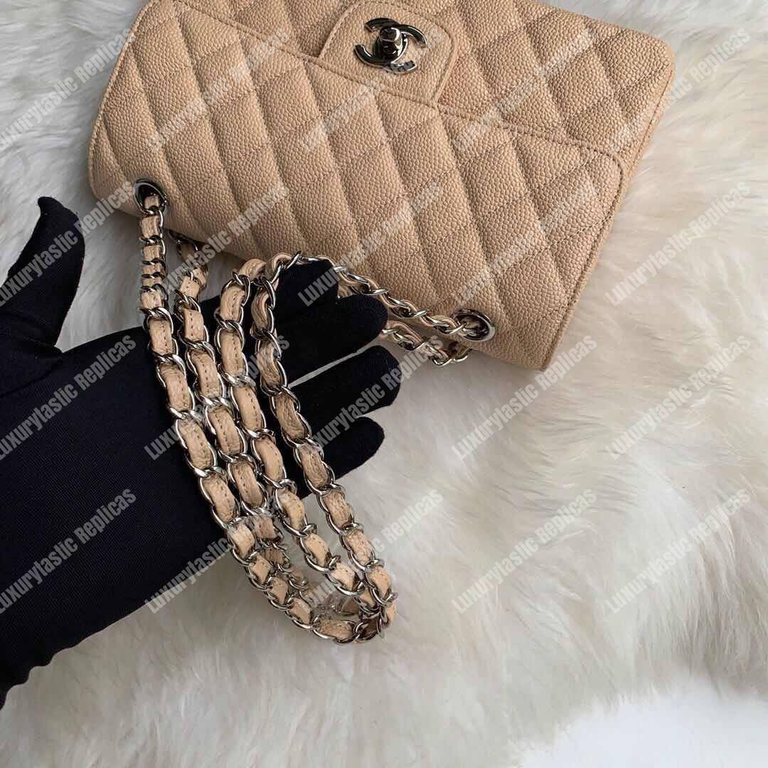 Ch*el classic small flap bag beige