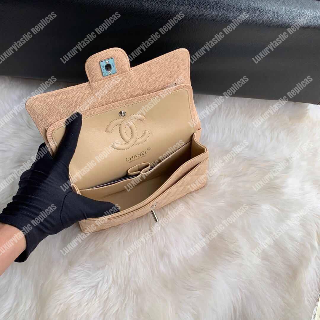 Ch*el classic small flap bag beige
