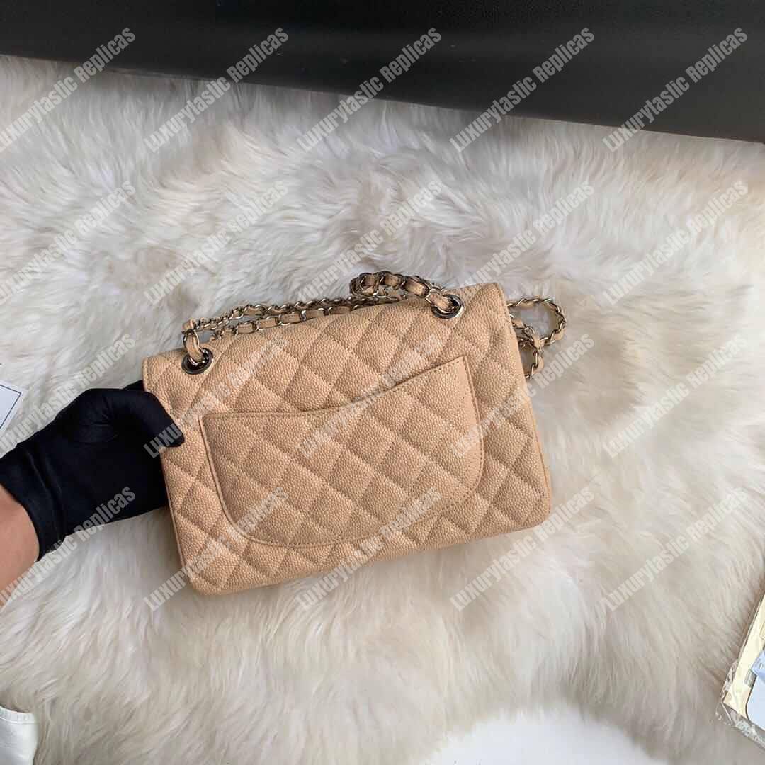Ch*el classic small flap bag beige