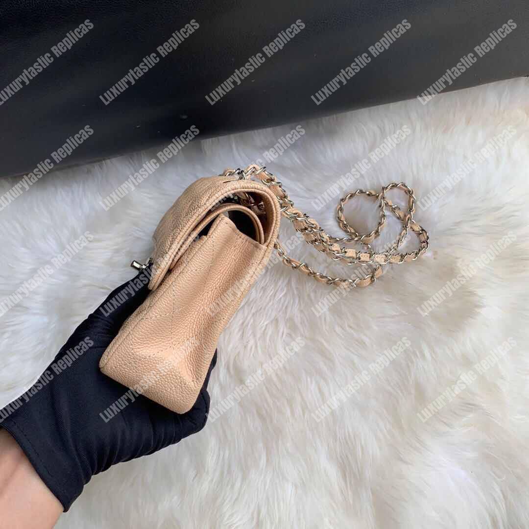Ch*el classic small flap bag beige