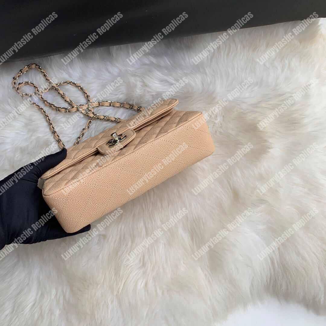 Ch*el classic small flap bag beige