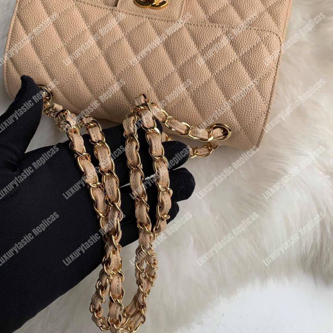 Ch*el classic small flap bag beige