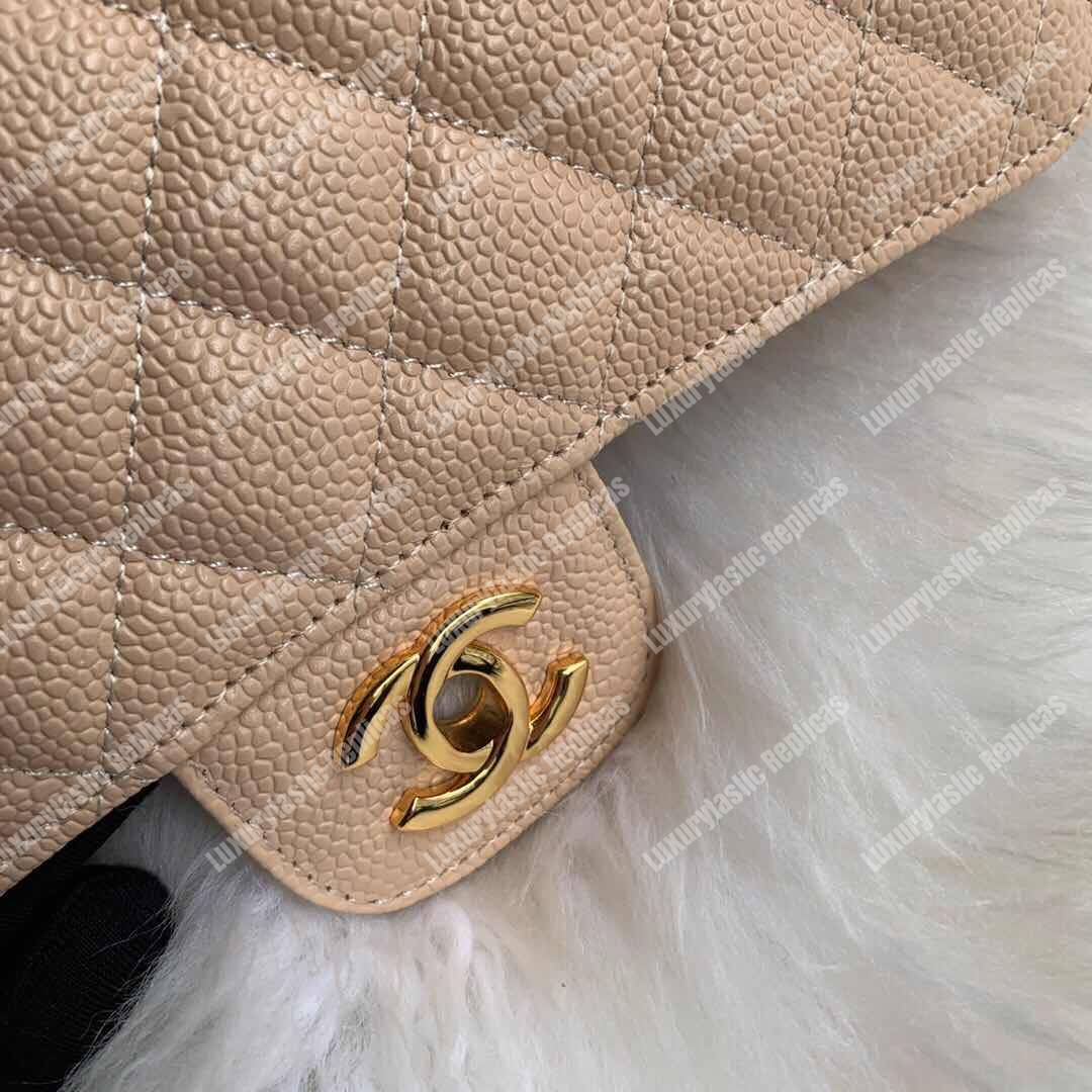 Ch*el classic small flap bag beige