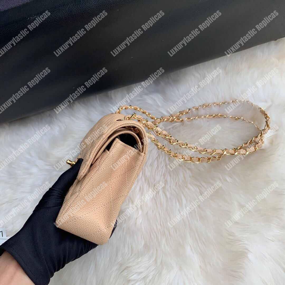 Ch*el classic small flap bag beige