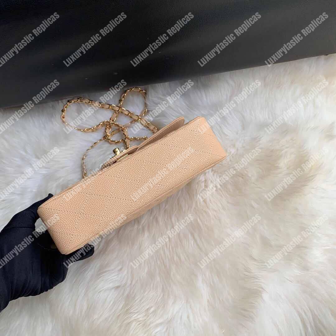 Ch*el classic small flap bag beige