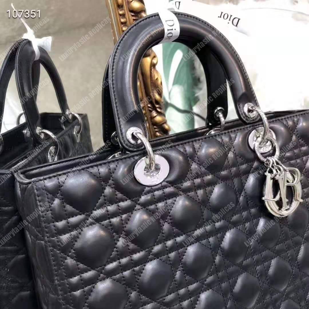 lady D*or ultra-matte tote bag silver