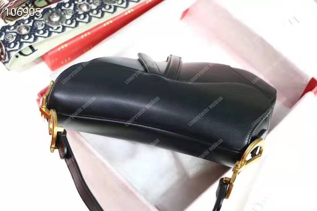 D*or mini saddle bag in black calfskin