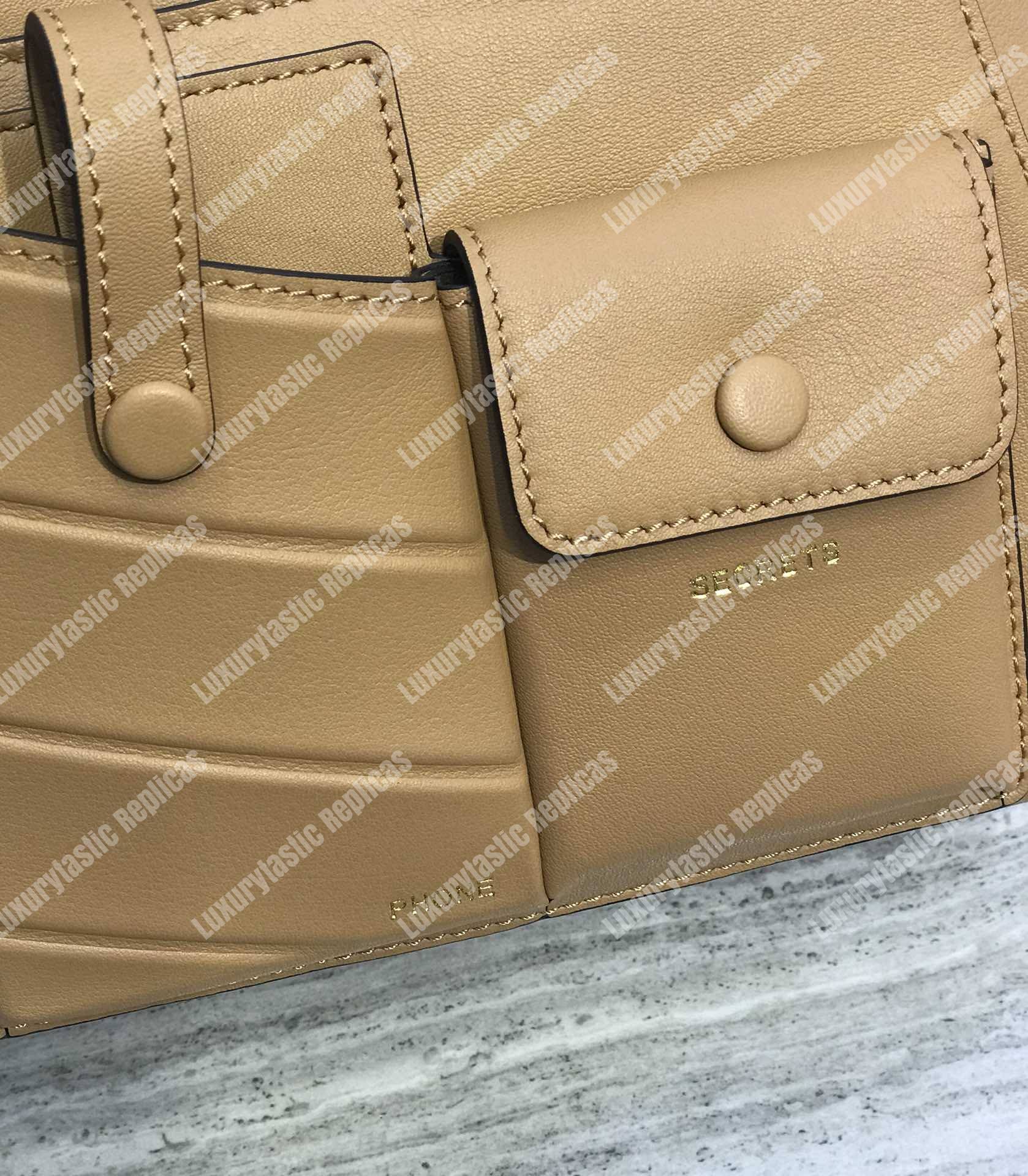 F**di peekaboo iconic mini beige leather bag