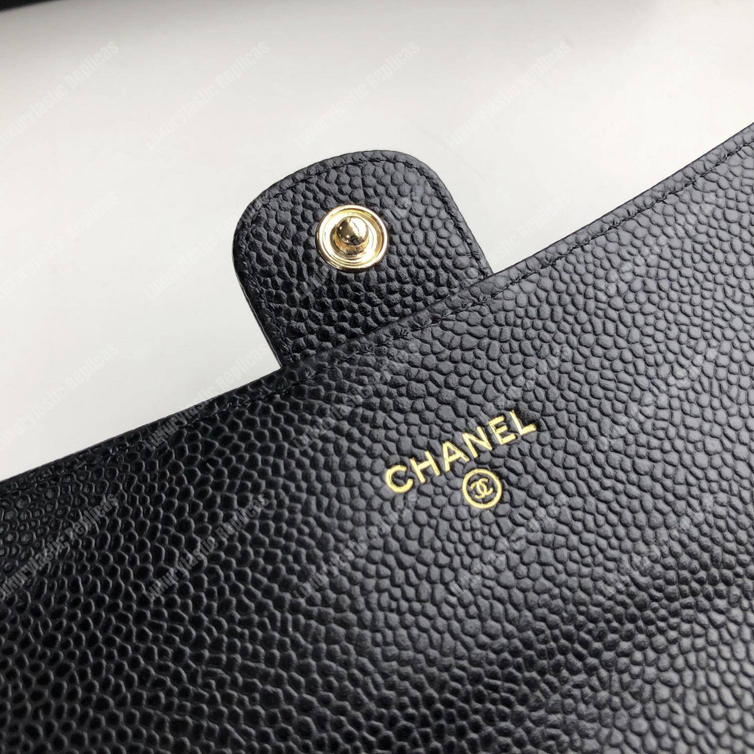 Ch*el classic long flap wallet black
