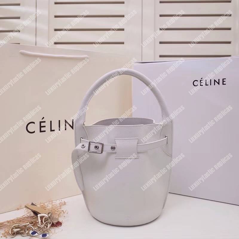 Ce**e big bag nano bucket in supple grained calfskin white