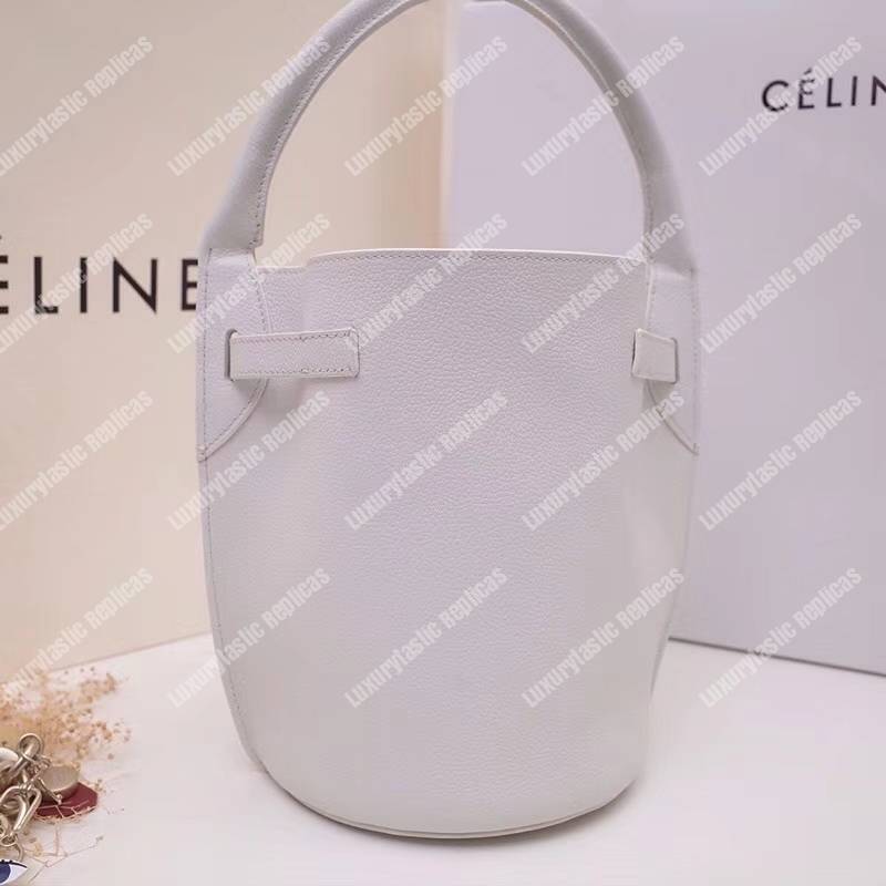 Ce**e big bag nano bucket in supple grained calfskin white